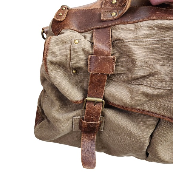 Rawlings Tan Canvas Brown Leather Duffle Bag Weekender The Finest In The Field - Picture 4 of 13